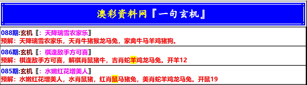 088期澳门一句玄机[图]